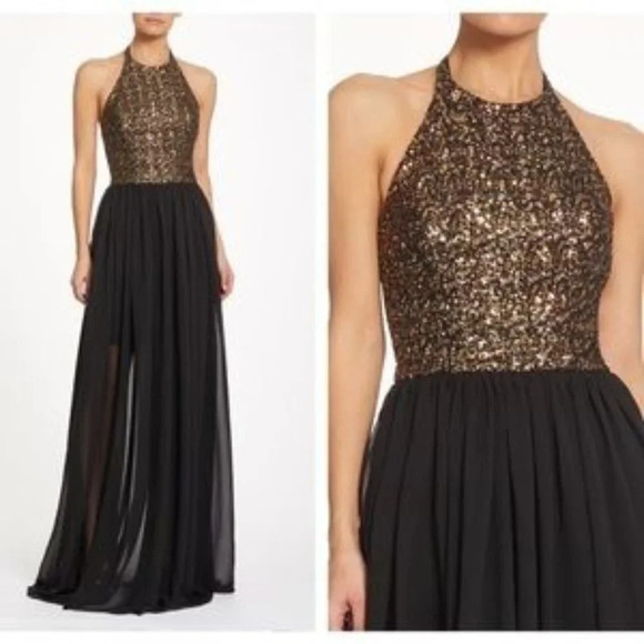 NEW Dress the Population Farah Sequin Halter Gown Size Small - Picture 1 of 4